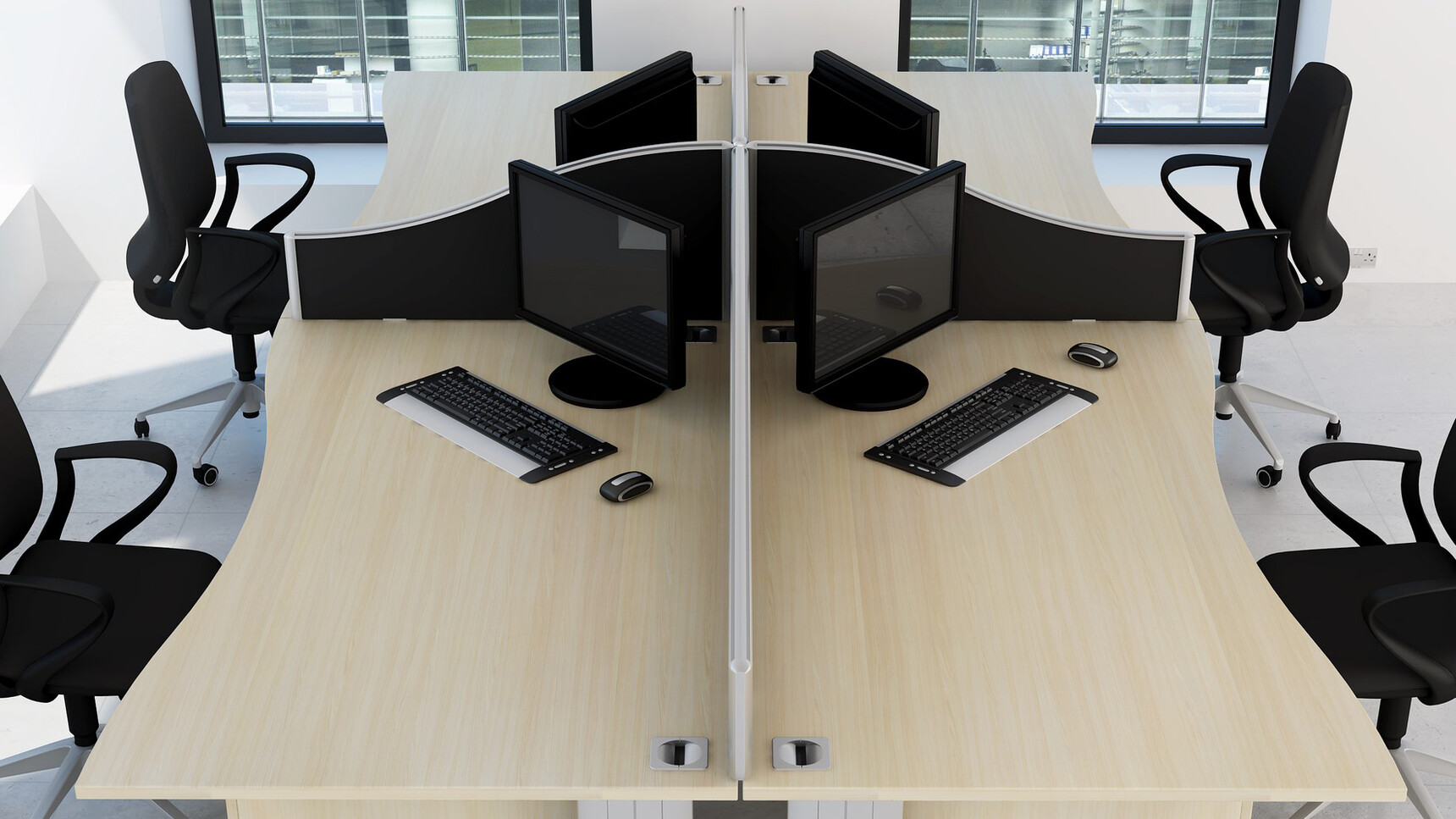 Elite Office Furniture Optima Plus Double Wave Desks Detail Image