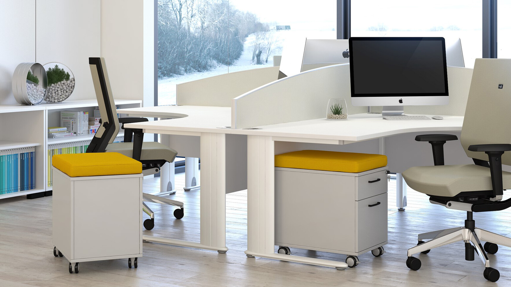 Elite Office Furniture Optima Plus 120 Degree Workstation In Office Environment