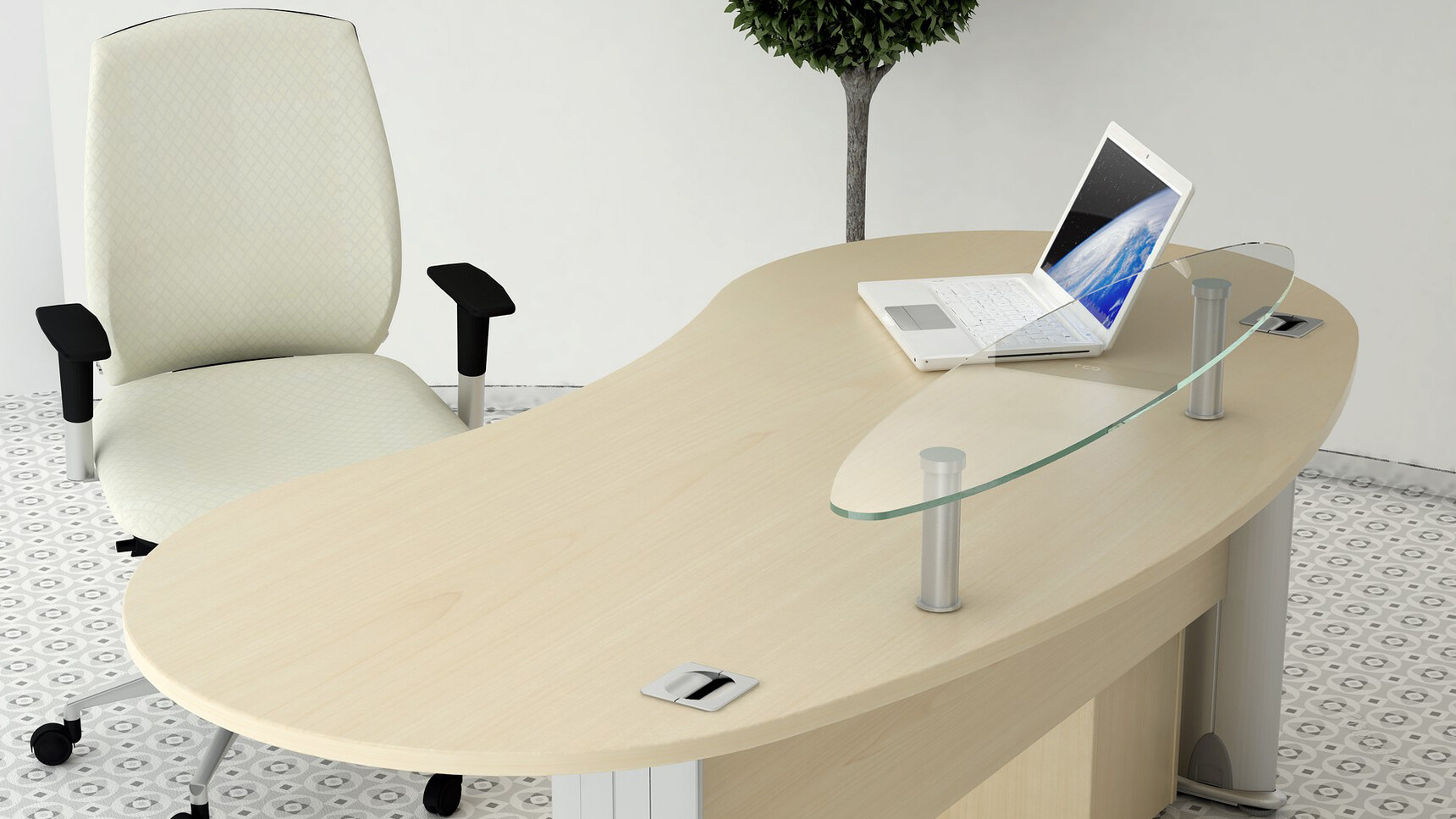 Elite Office Furniture Optima Plus Kidney Desk Detail Image In Office Setting