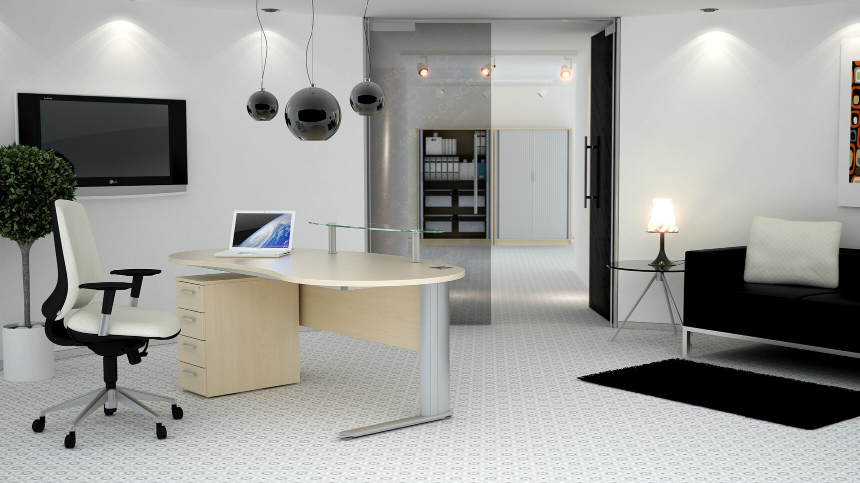 Elite Office Furniture Optima Plus Kidney Desk In Office Environment