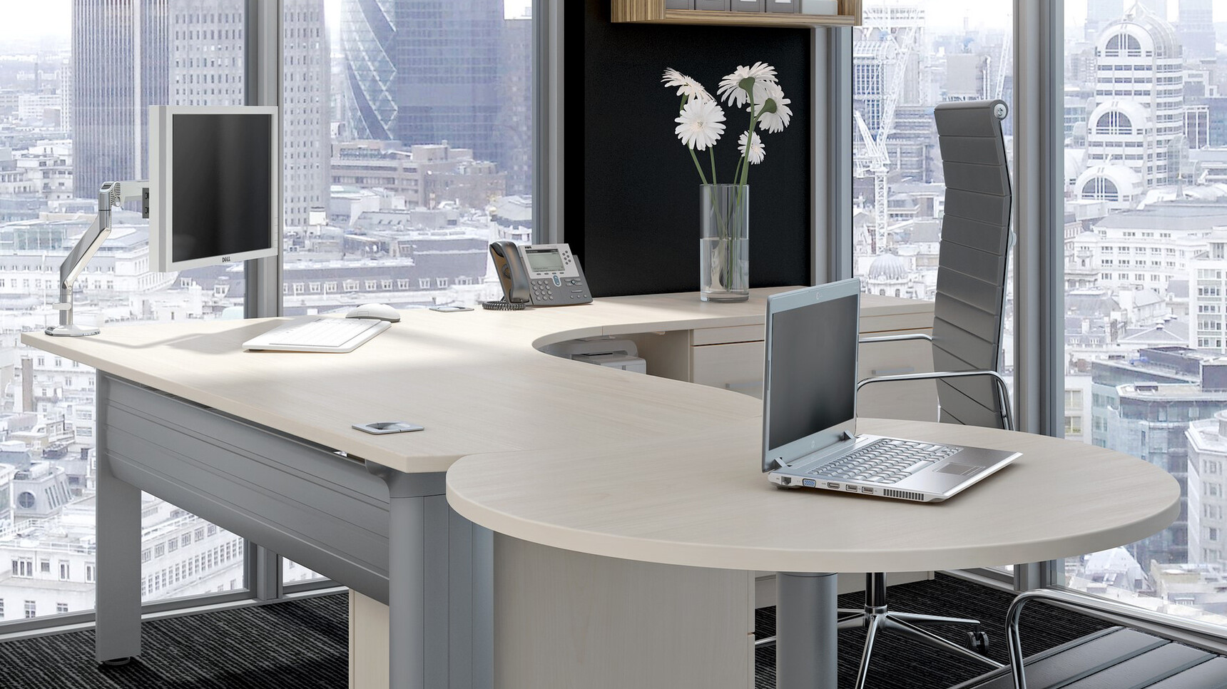 Elite Office Furniture Kassini Radius Crescent Workstation Detail Image