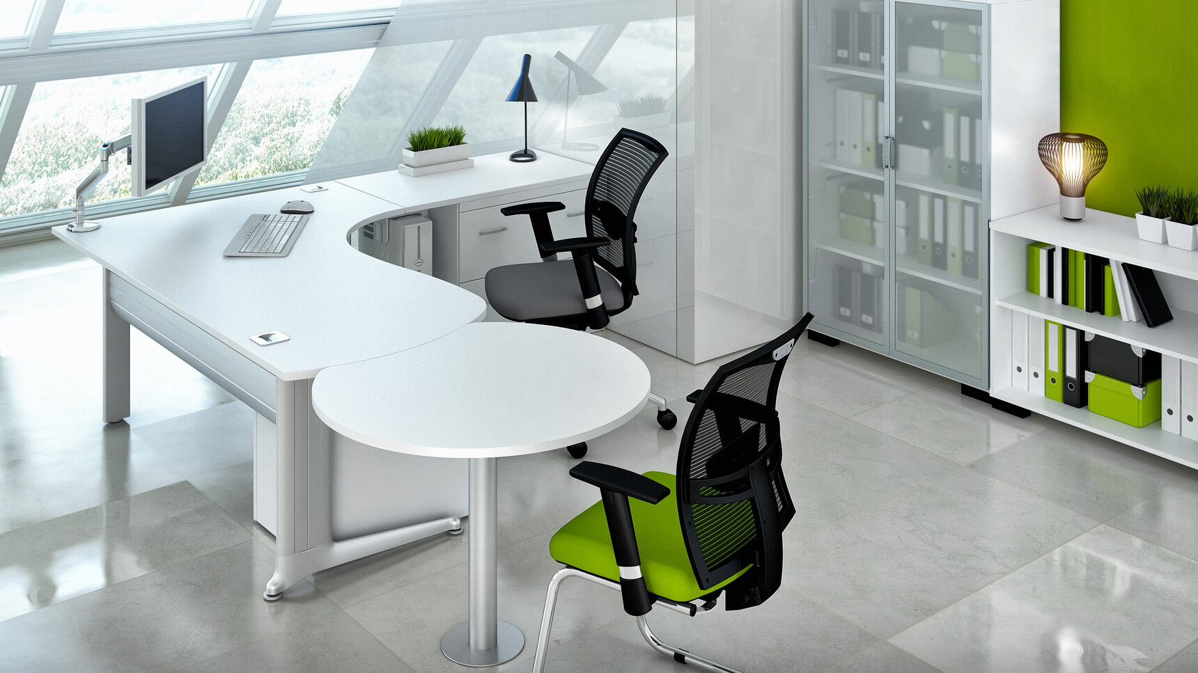 Elite Office Furniture Kassini Radius Crescent Workstation Family Image