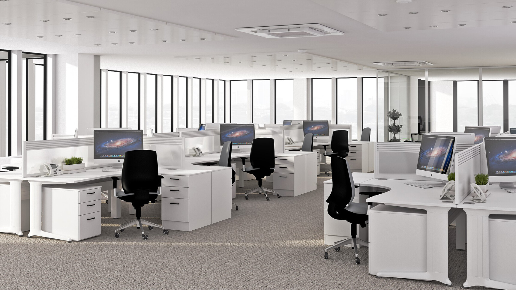 Elite Office Furniture Kassini Symmetrical Crescent Workstation Family Image
