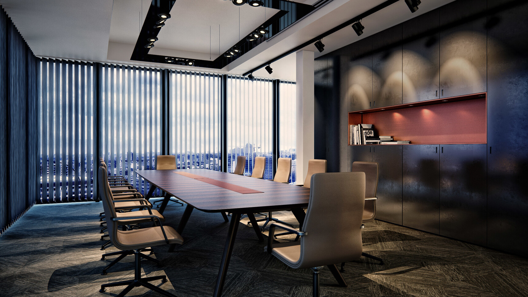 William Hands Vantage Conference Table Dark Wood Finish In Conference Room