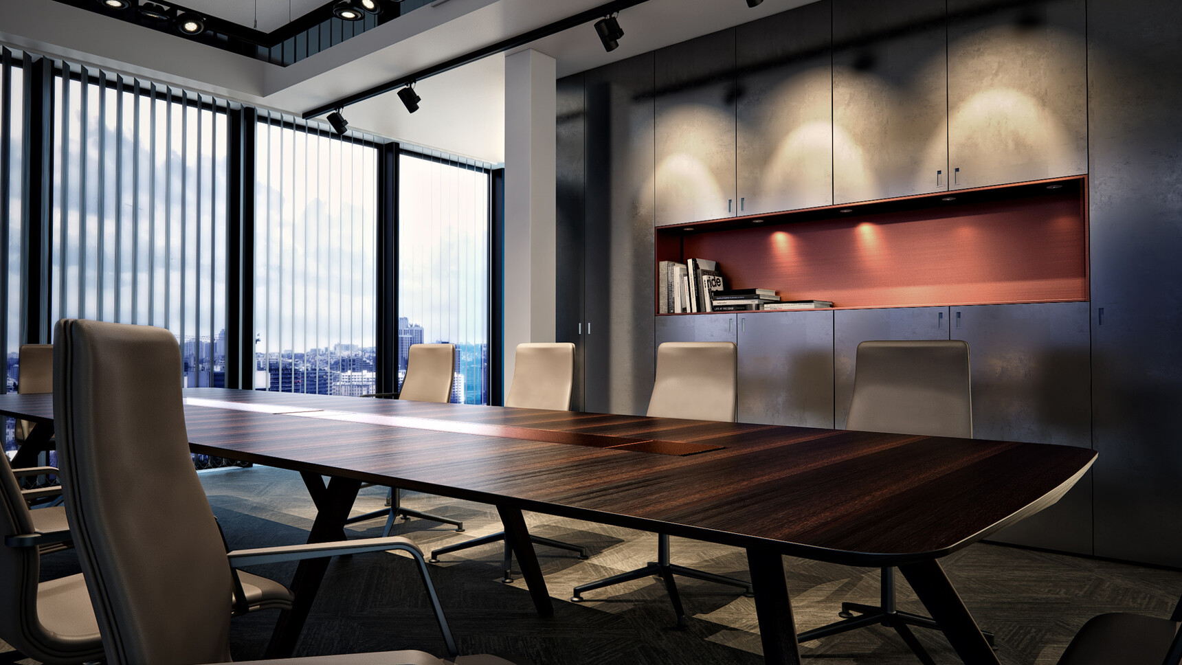 William Hands Vantage Conference Table With Dark Veneer Finish In Conference Room