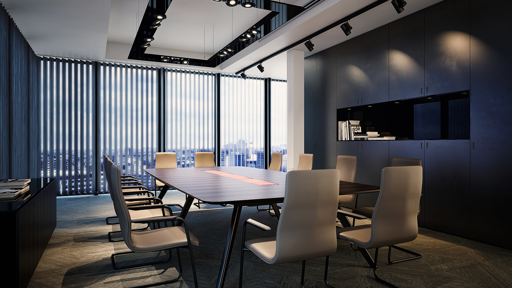 William Hands Vantage Conference Table Dark Table Top With Chairs At Table In Conference Room