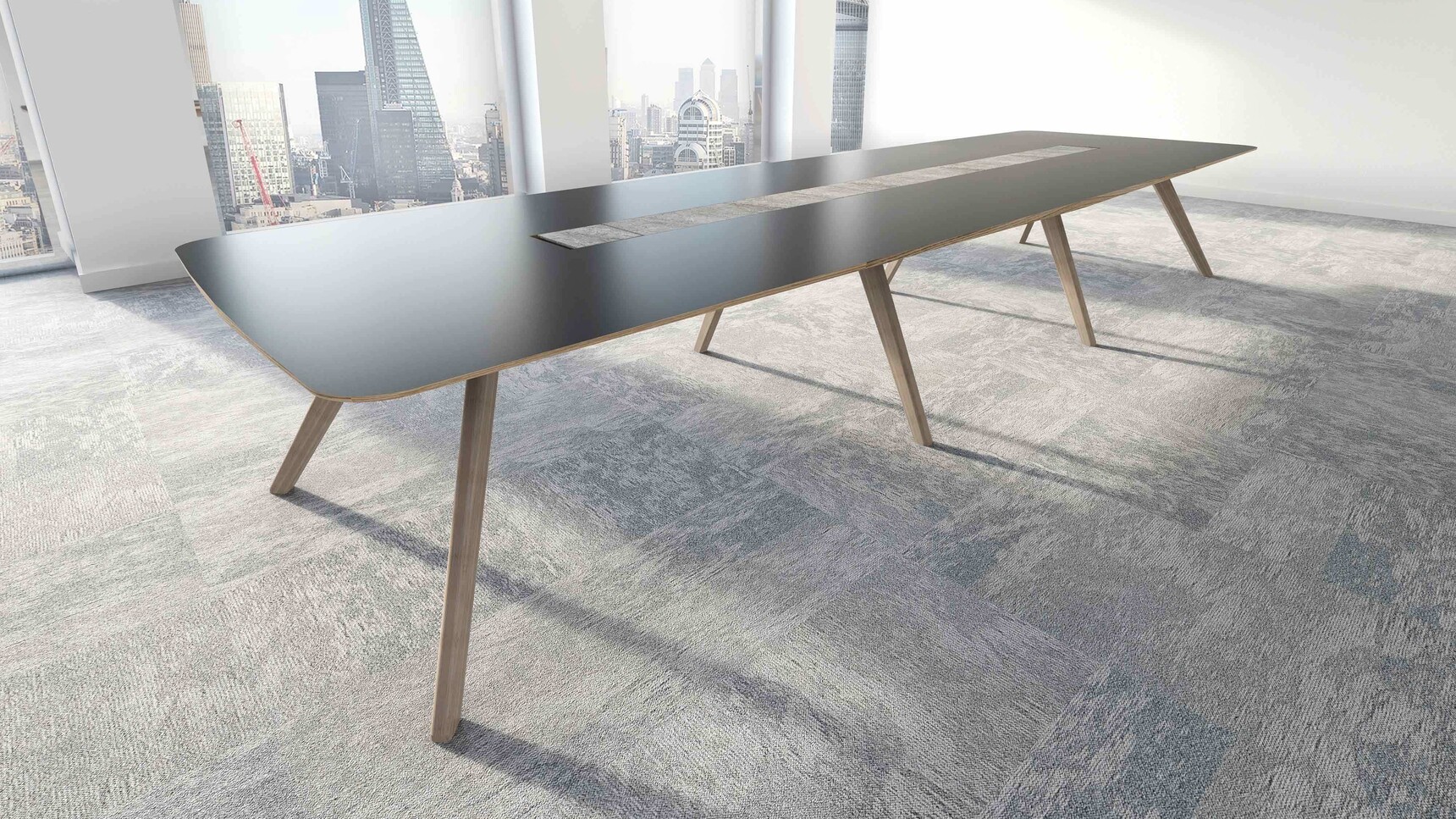 William Hands Vantage Conference Table With Black Top Grey Finish In Office Environment