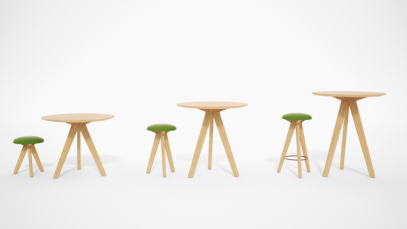 William Hands Vantage Medium Stool At Table With Green Top Family Image