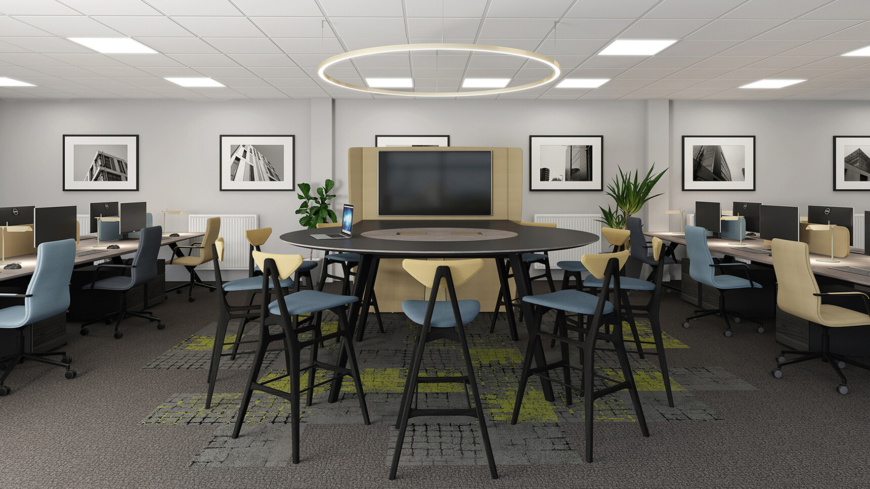 William Hands Vantage Media Hub With Chairs At Hub In Office Environment