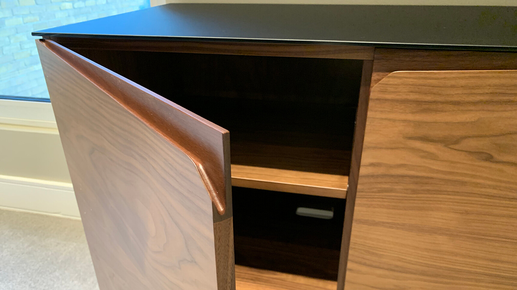 William Hands Vantage Credenza With One File & One Personal Drawer Metal Leg Detail Image
