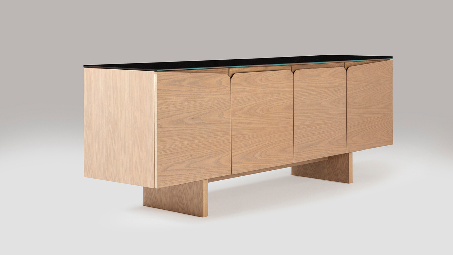 William Hands Vantage Credenza Slab Panel Base Four Doors Black Top Family Image