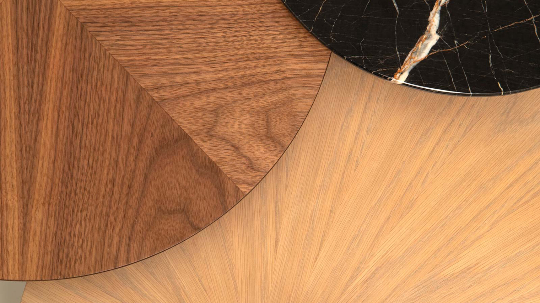 William Hands Vantage Coffee Tables In Oak Veneer And Marble Detail Image