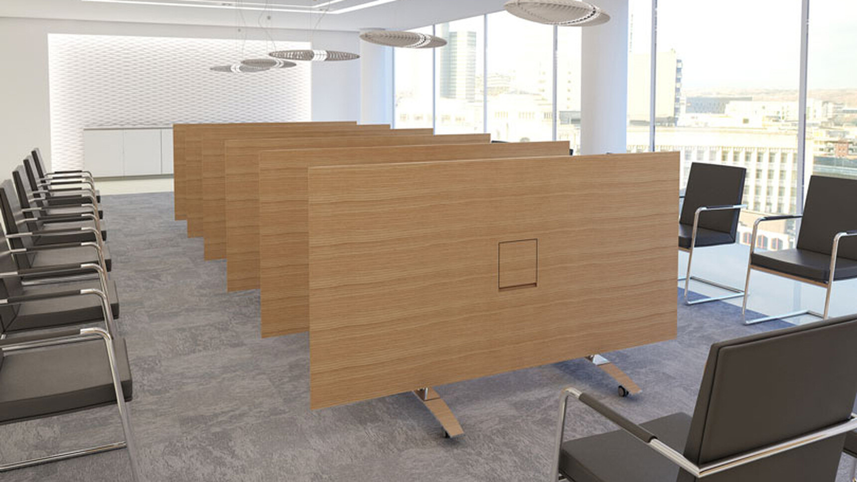 William Hands Transcend Flip Top Conference Tables Wood Top Flipped Up Family Image