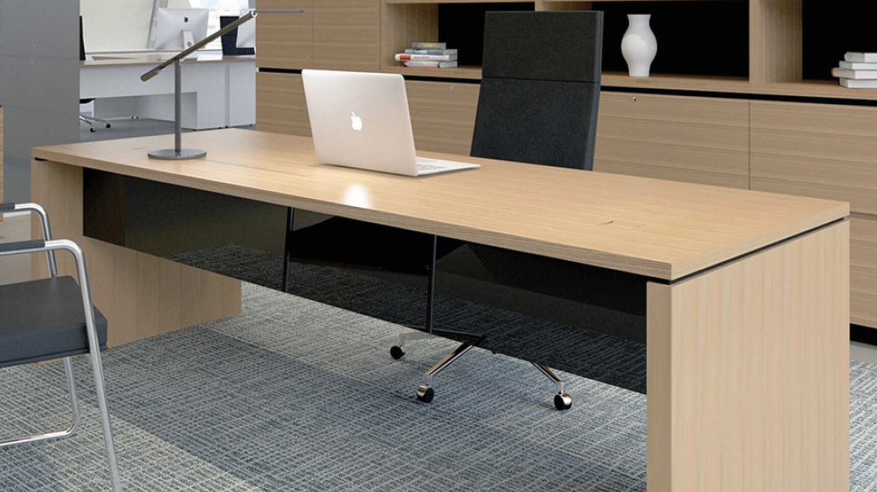 William Hands Pure V5 Rectangular Executive Desk Wood Finish In Office Setting