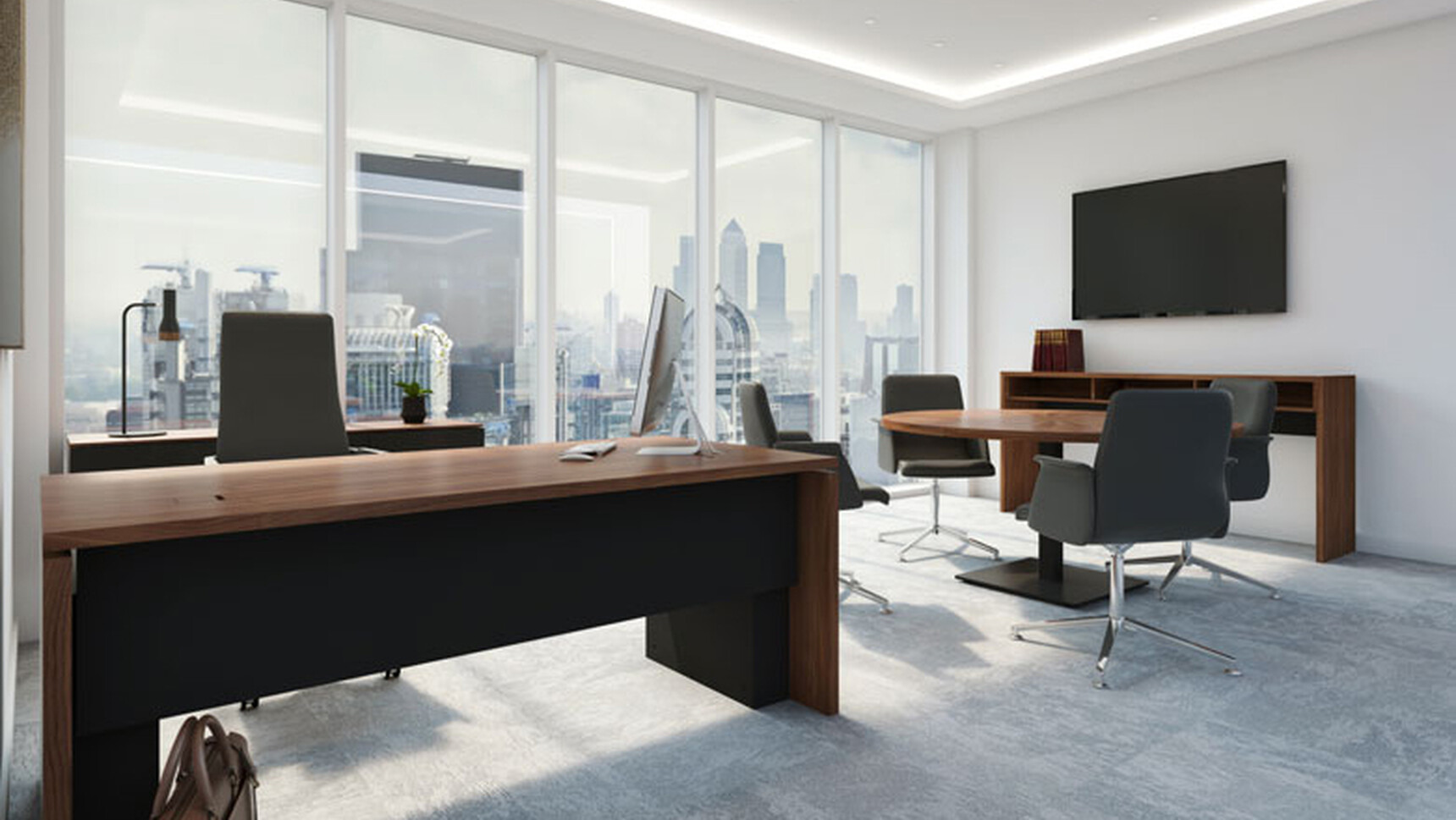 William Hands Emphasis Rectangular Executive Desk In Office Environment
