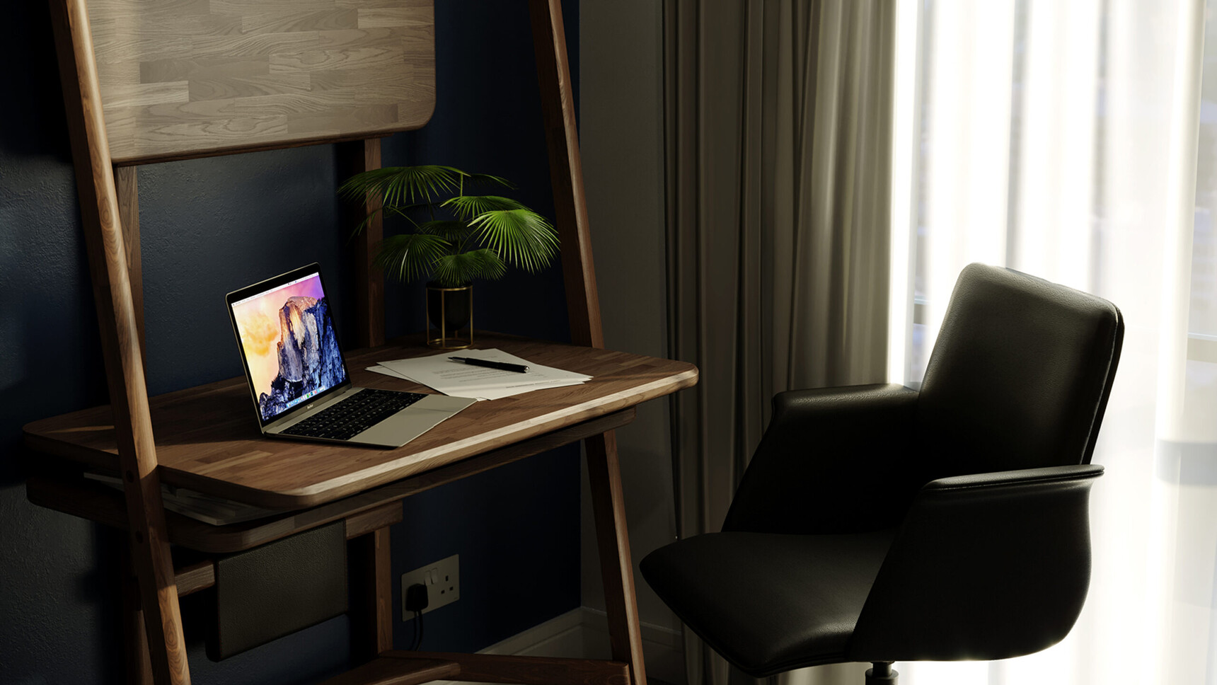 William Hands Embrace Home Office Desk With Chair At Desk Detail Image