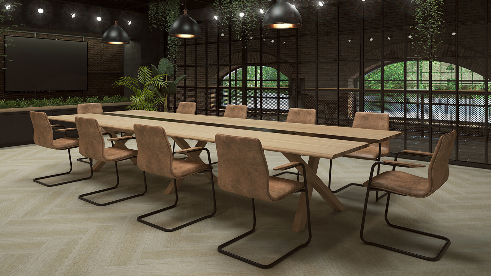 William Hands Arborex Bench Desk Light Wood Top With Chairs In Family Image