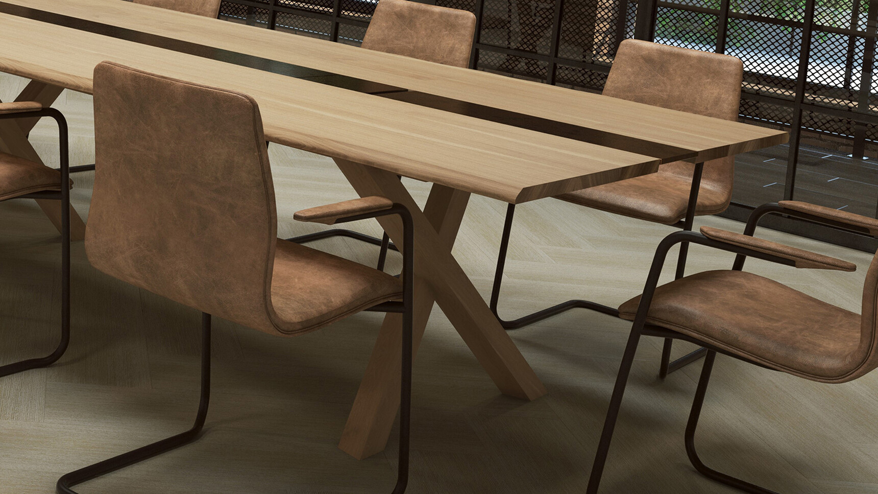 William Hands Arborex Bench Desk Light Wood Top Detail Image