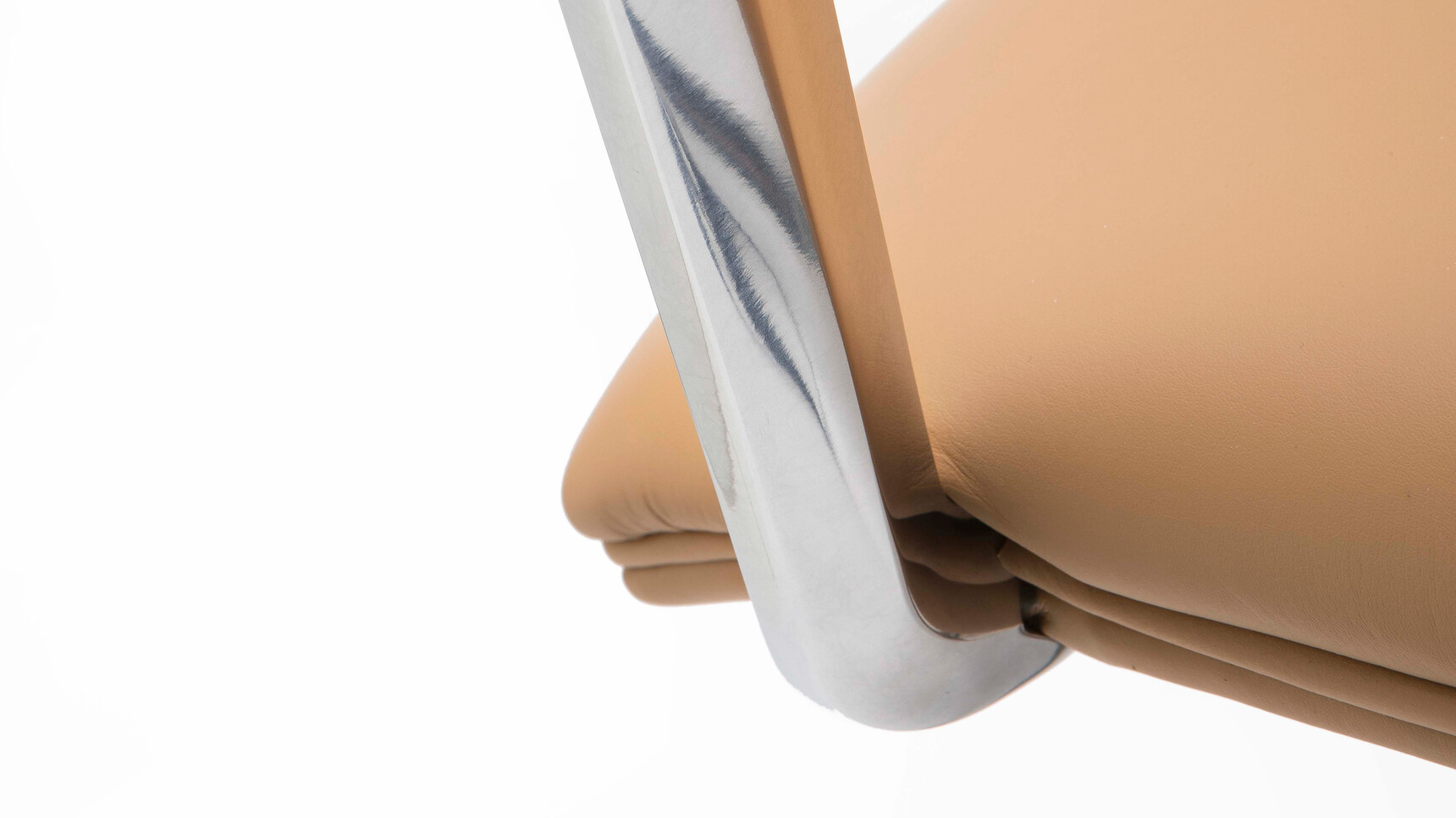 William Hands Cypher 853 Medium Back Office Chair Tech Arm Orange Leather Upholstery Detail Image