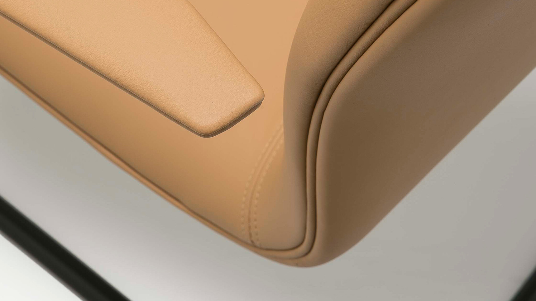 William Hands Cypher 810 Low Back Meeting Chair Cantilever Base Detail Image Of Arm Black Finish Base