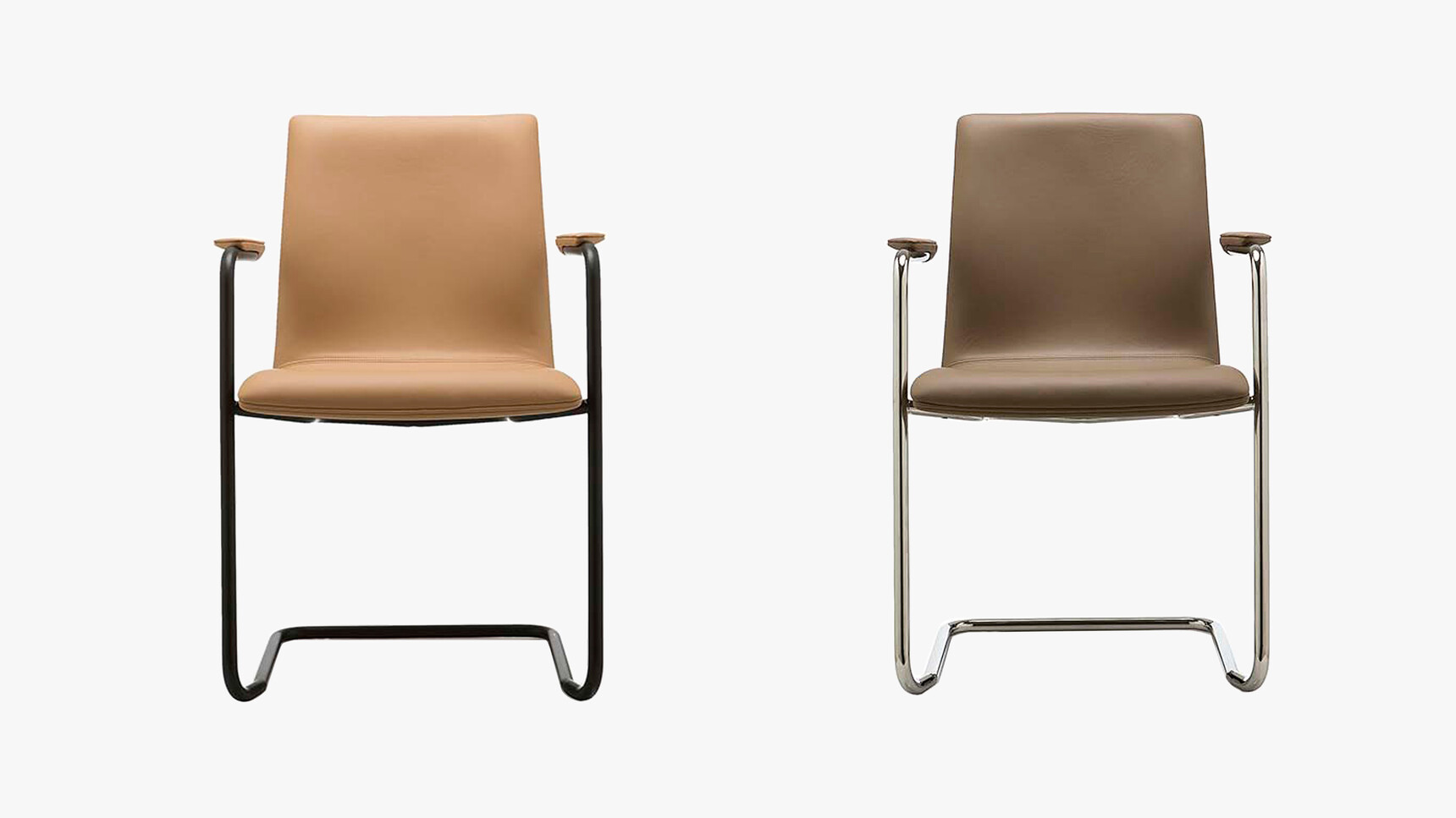 Two William Hands Cypher 810 Low Back Meeting Chair Cantilever Base On Grey Background