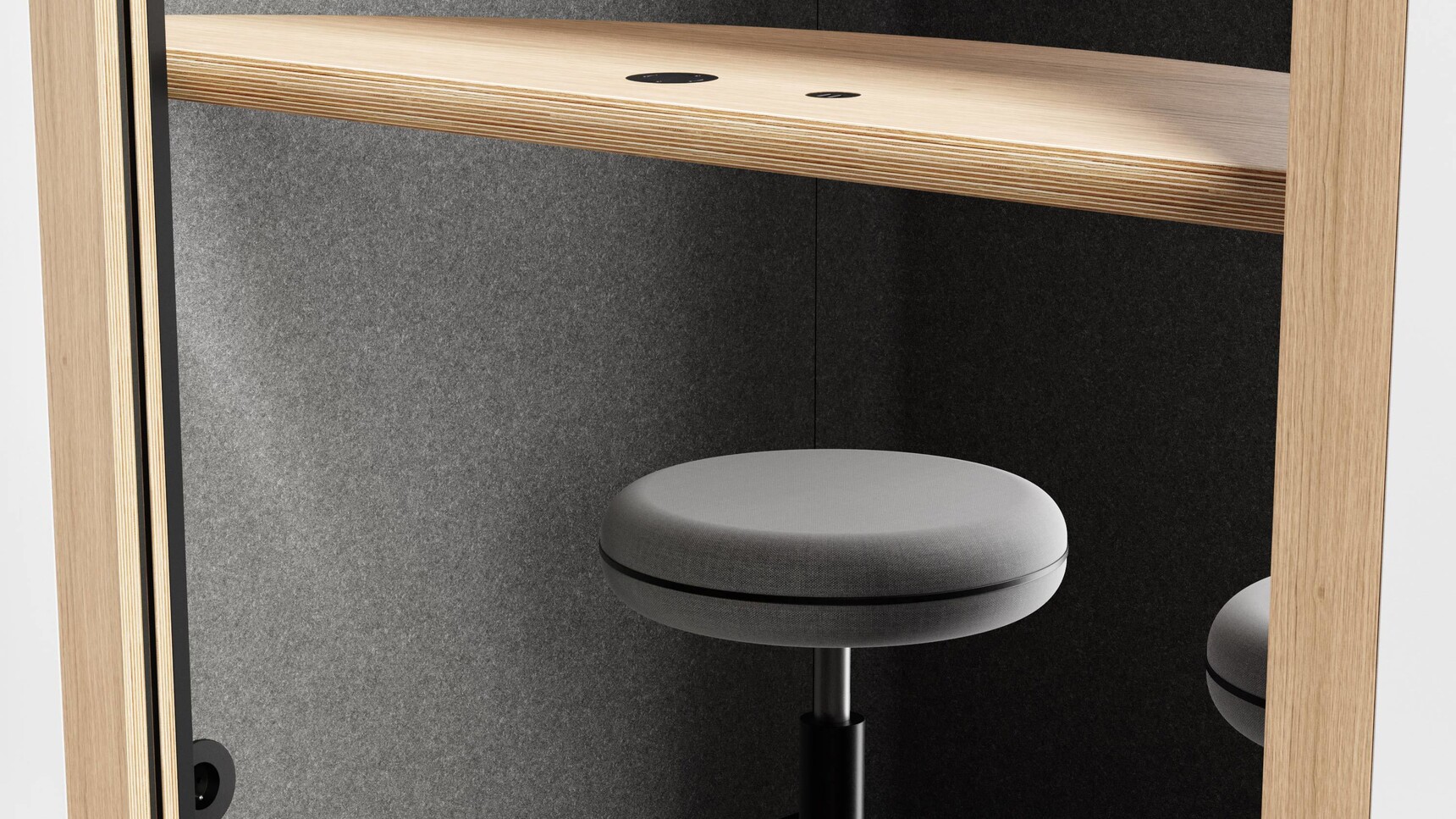 Mute Space M Double Pod Interior Tabletop And Stools Detail Image