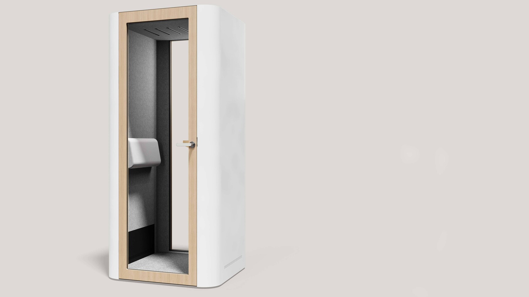 Mute Space S Standard Booth Front Angle Showing Back Support
