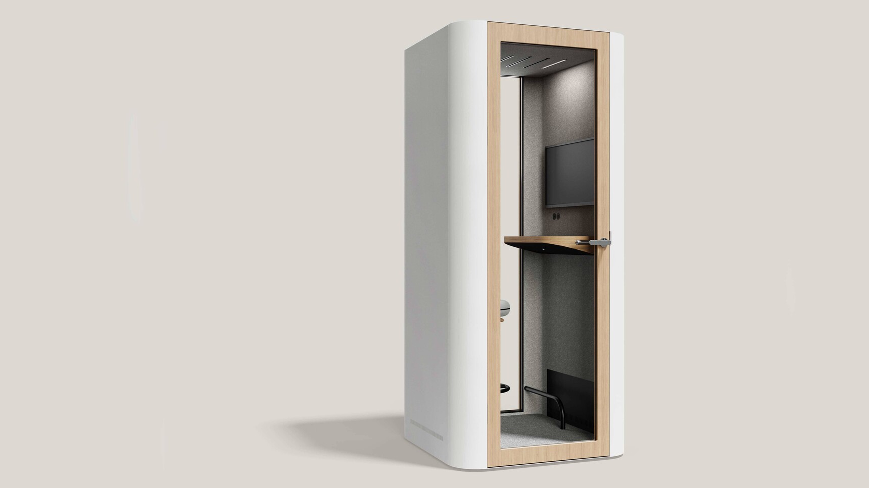 Mute Space S Video Conference Booth Front Quarter Angle Family Image