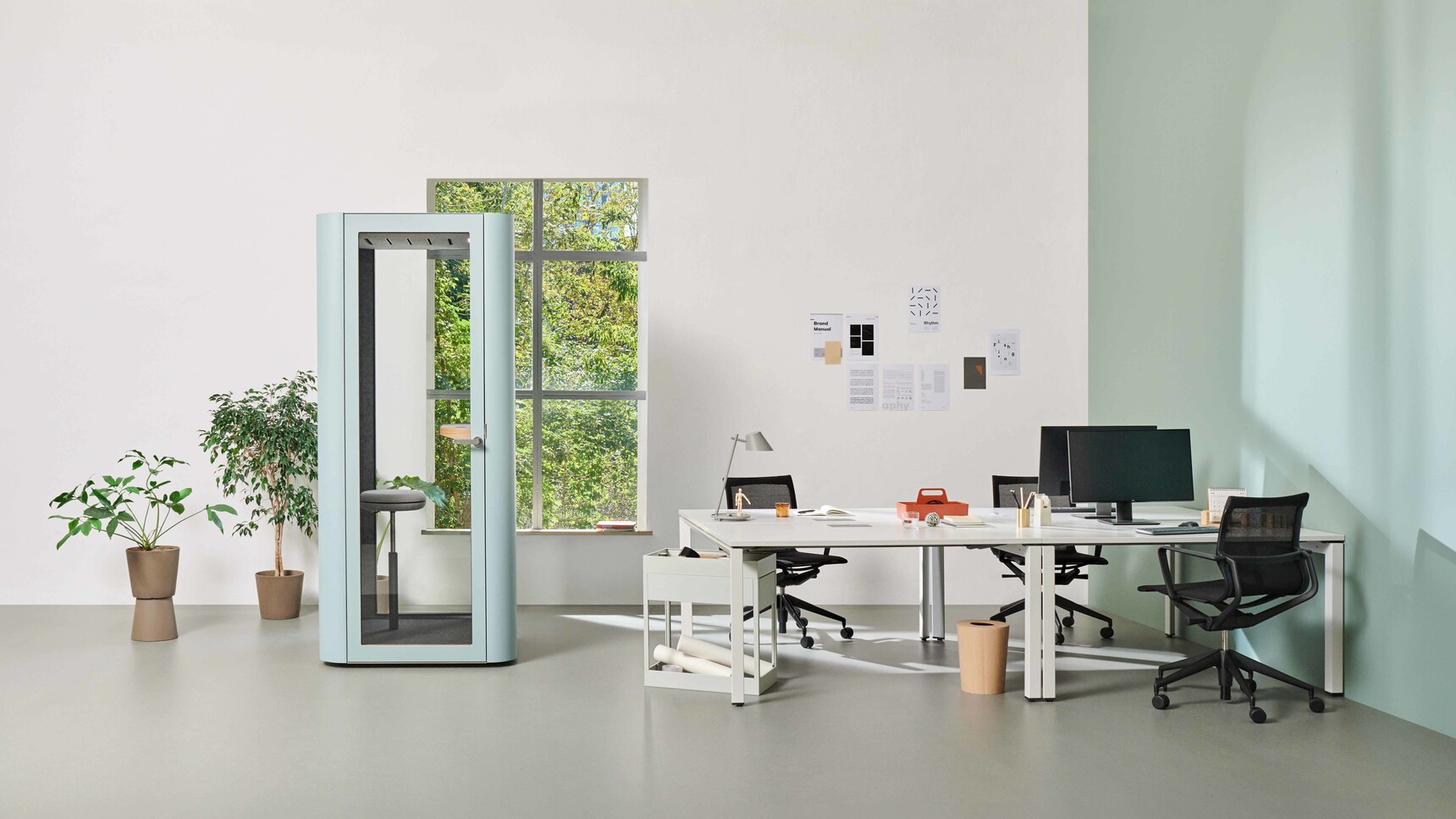 Mute Space S Video Conference Booth In Dusk Blue Family Image