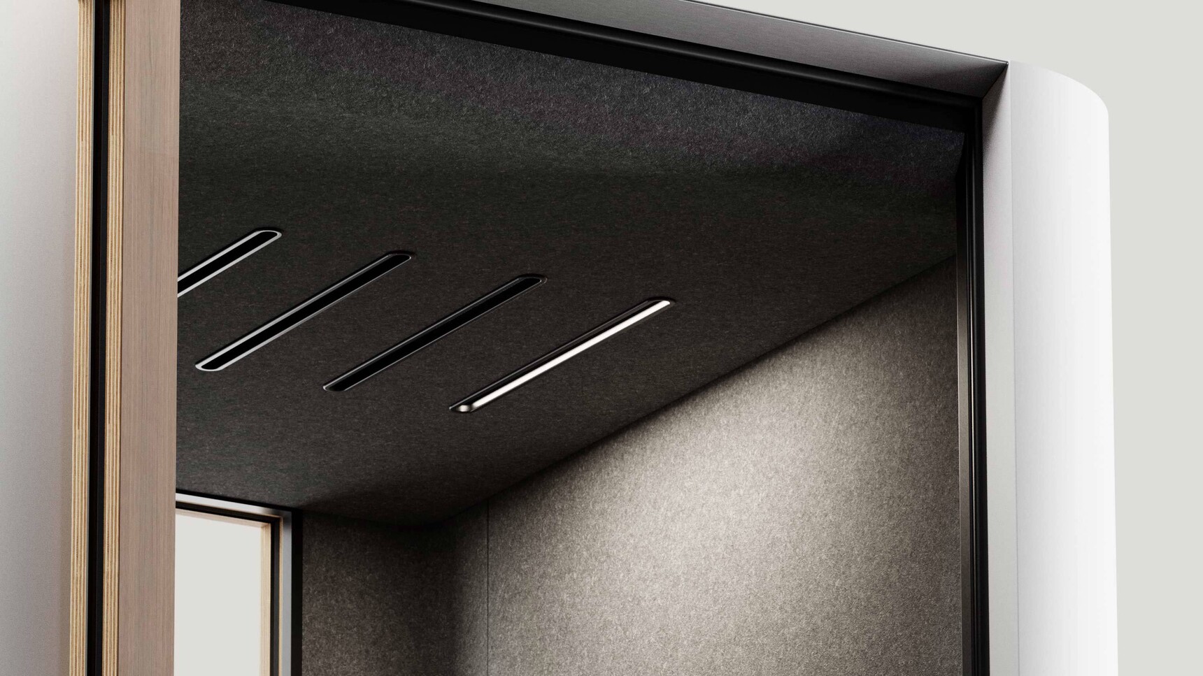 Mute Space S Video Conference Booth Detail Image Of LEDs And Ventilation