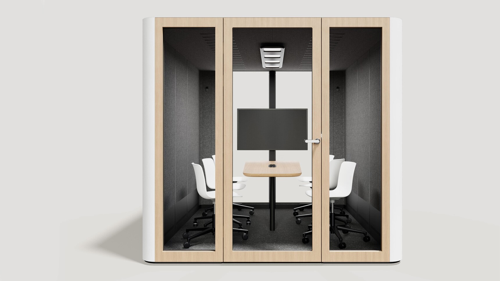 Mute Space XL Conference Pod Front-With-Additional-Chairs-And-TV-Arm
