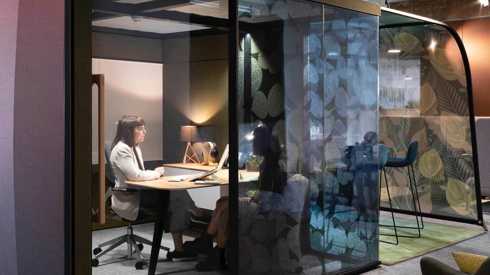 Orangebox Campers & Dens Meeting Pod With Awning With People Detail Image