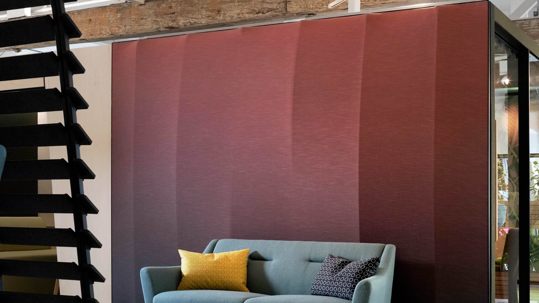 Orangebox Campers & Dens Meeting Pod With Awning With Dark Red Fabric Detail Image