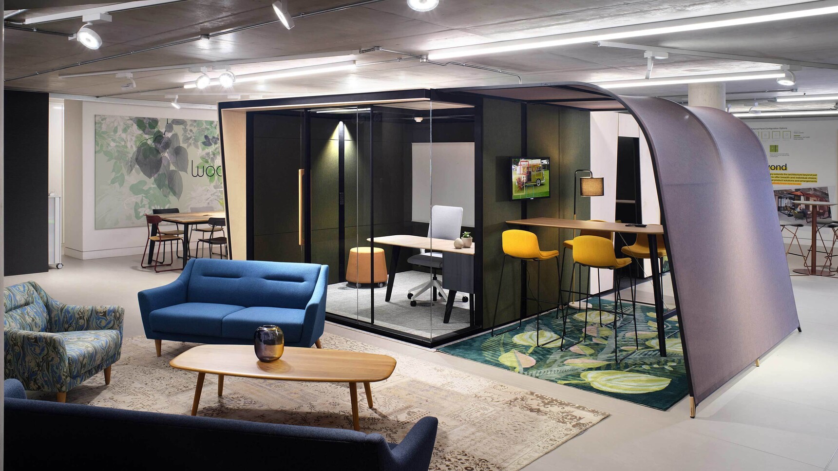 Orangebox Campers & Dens Meeting Pod With Awning And Kink In Office Setting