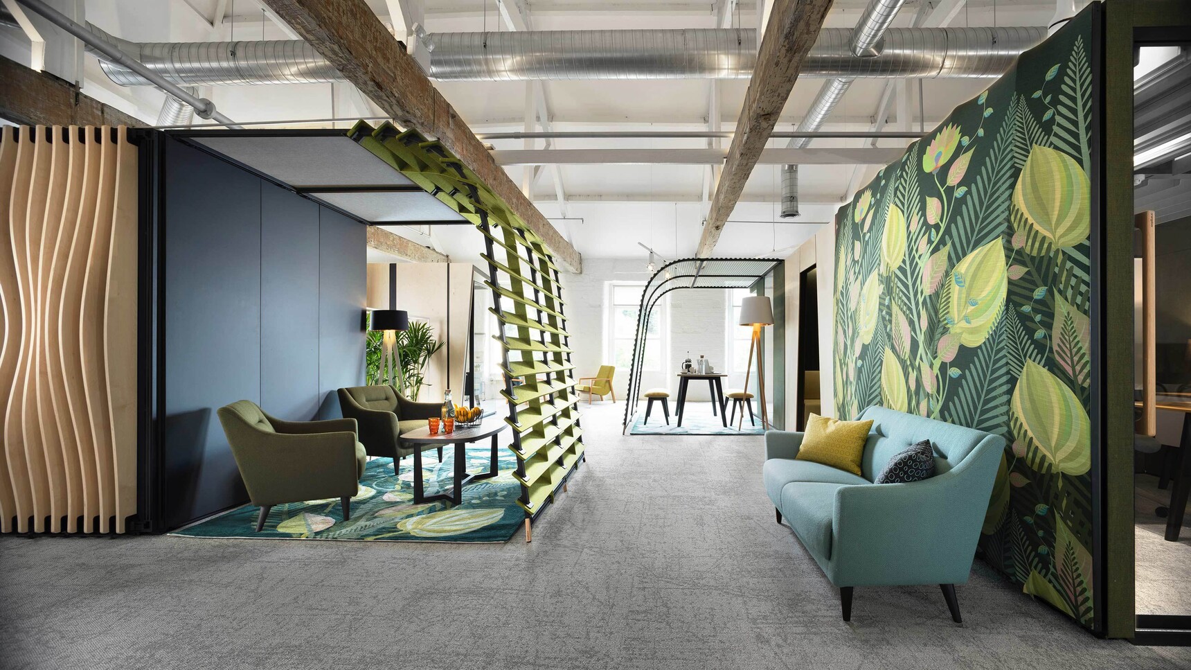 Orangebox Several Campers & Dens Meeting Pod With Awning In Office Setting