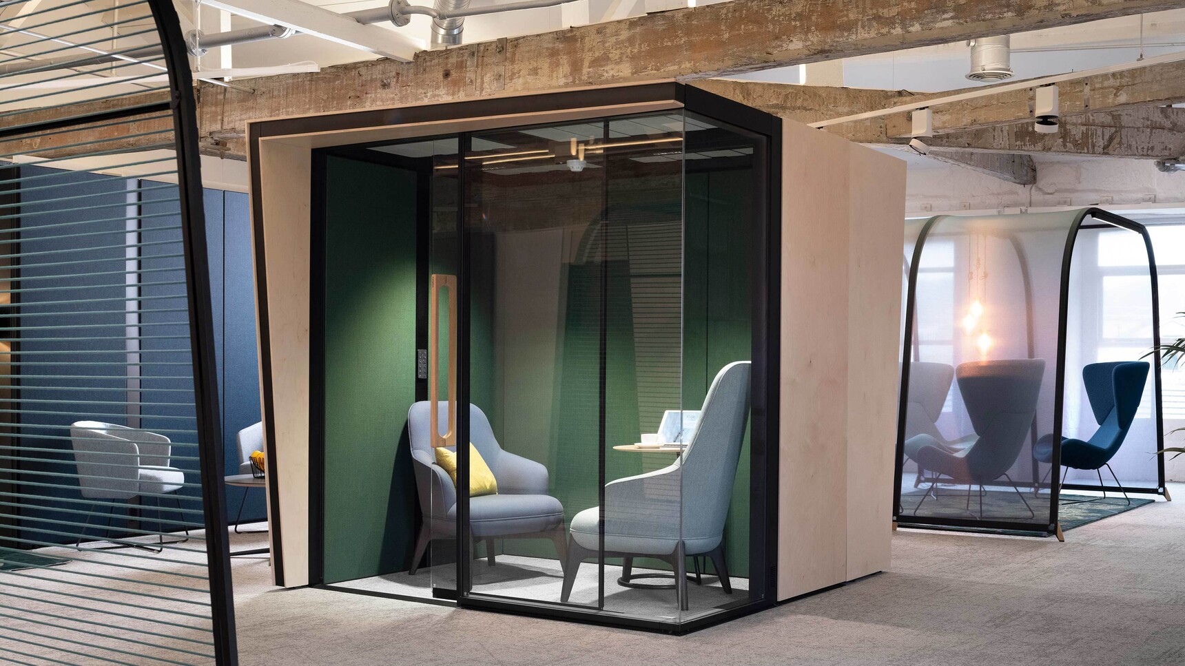 Orangebox Campers & Dens Meeting Pod With Kink In Office Setting