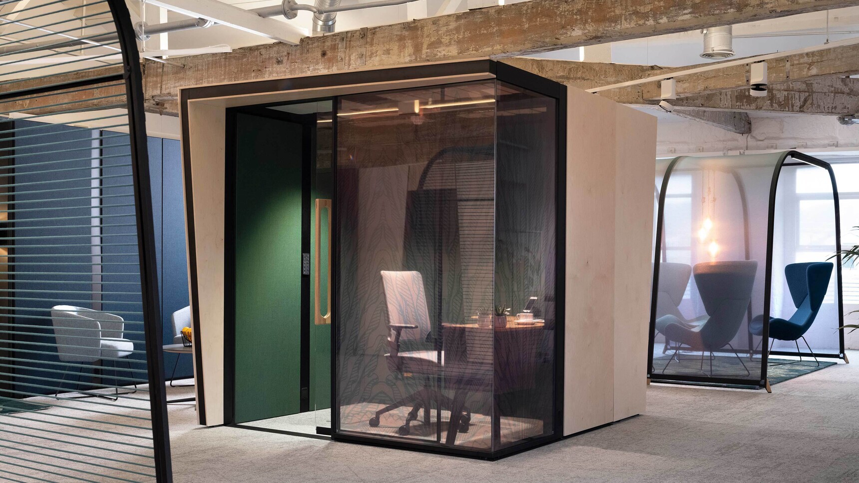 Orangebox Campers & Dens Meeting Pod With Kink Wood Finish Family Image