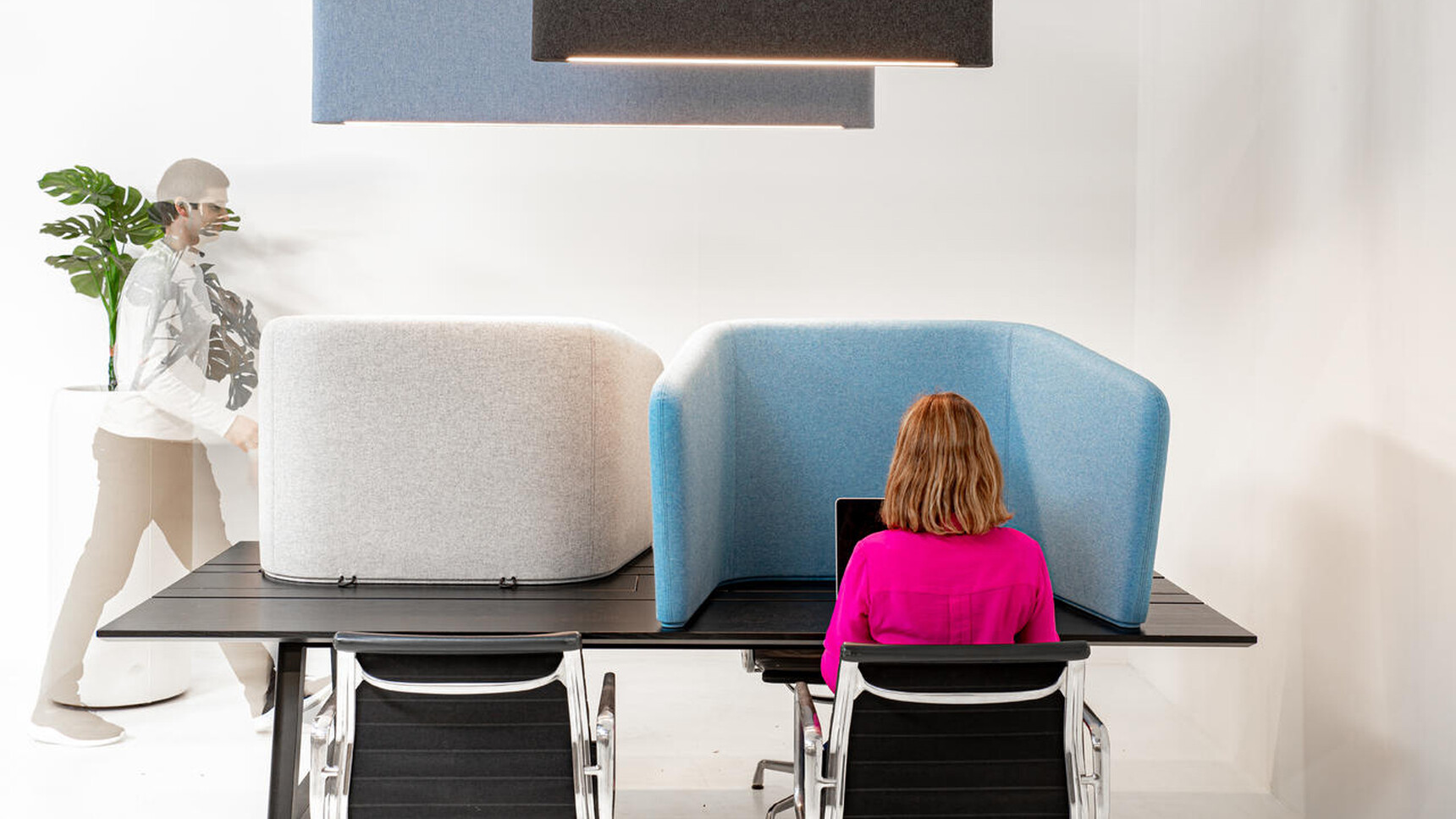 Buzzi Space BuzziCocoon Acoustic Elements In Blue And Grey Finish Family Image