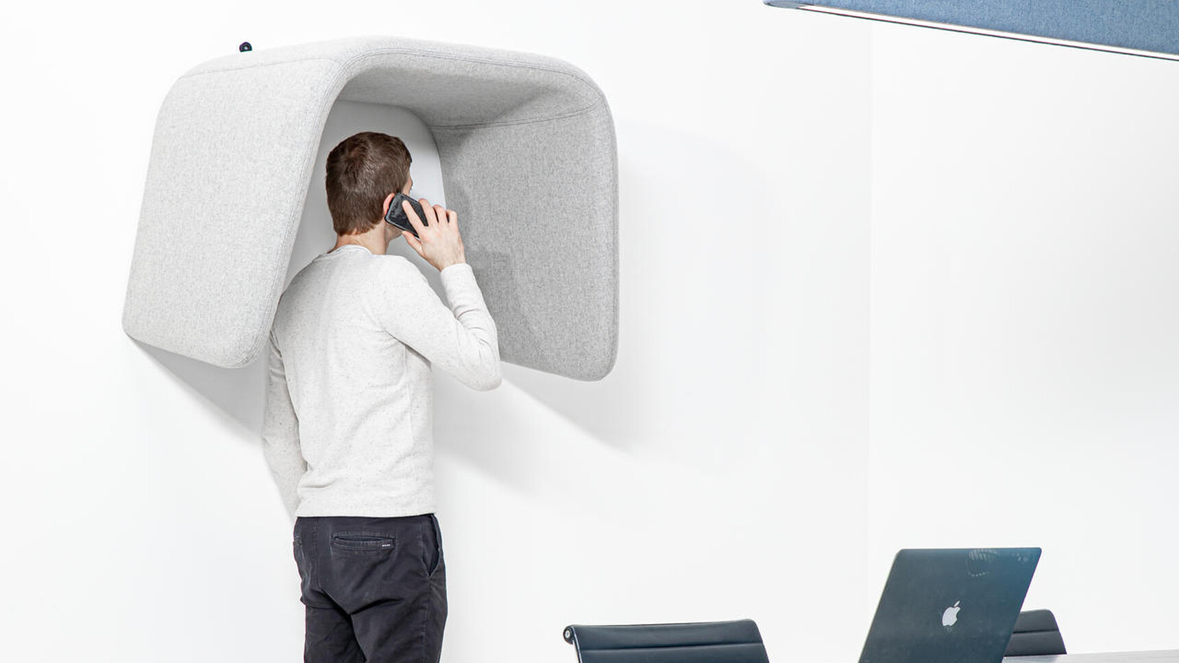 Buzzi Space BuzziCocoon Acoustic Element Grey Finish Wall Mounted Detail Image