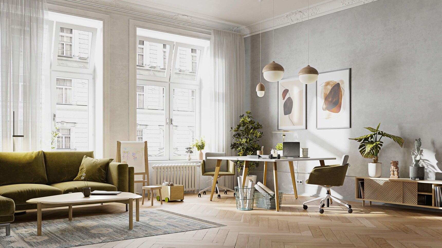 Steelcase Lares Trapezoidal Meeting Table In Office Environment