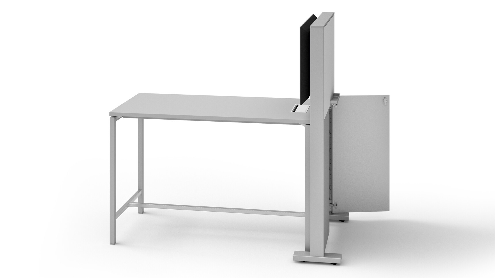 Quadrifoglio Creo Poseur Height Table With TV Box Silver Finish Family Image