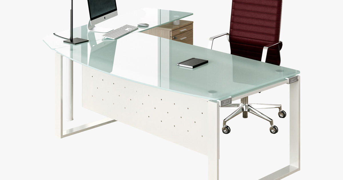 Quadrifoglio X Time Work Glass Executive Desk With Hunts Office