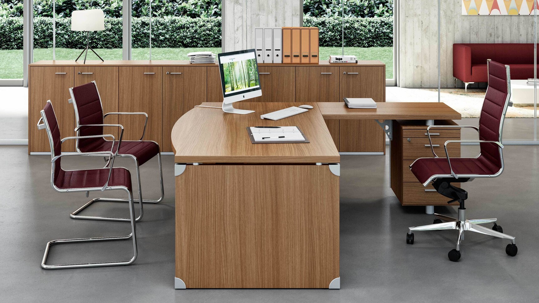 Quadrifoglio X-Time Work MFC Executive Desk With Return & Pedestal Stop Leg Family Image