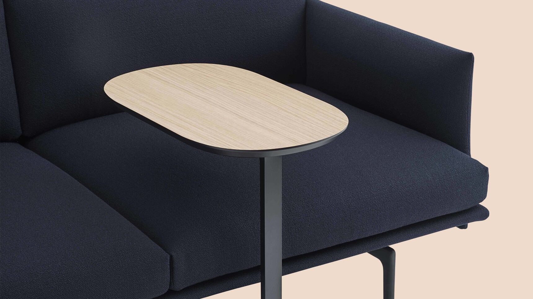 Muuto Relate Side Table Oak Black Outline 2 Seater Vidar 554 Detail Family Image