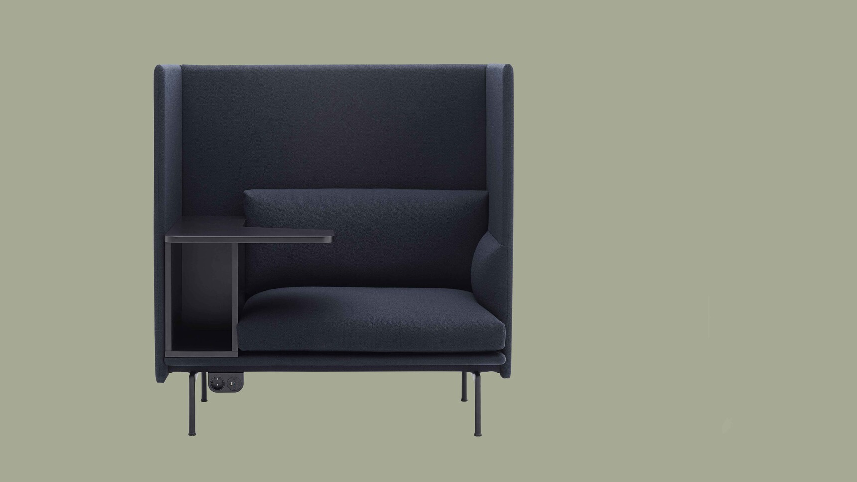 Muuto Outline Highback Work One Seater Vidar 554 Power Outlet Front Angle