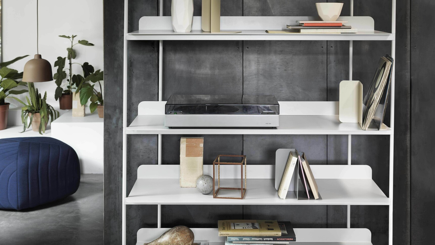 Muuto Compile Grey Living Five Pouffe Large Open Grain Family Image