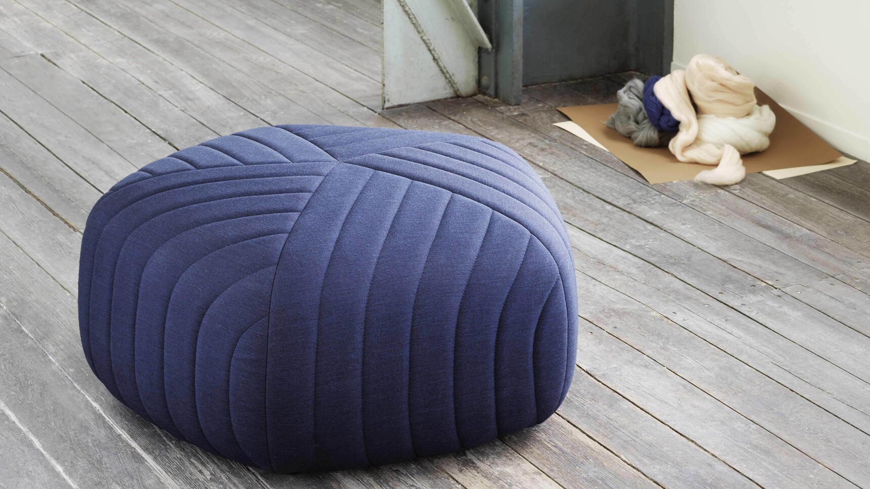 Muuto Five Pouffe Large Blue Fabric Detail Image