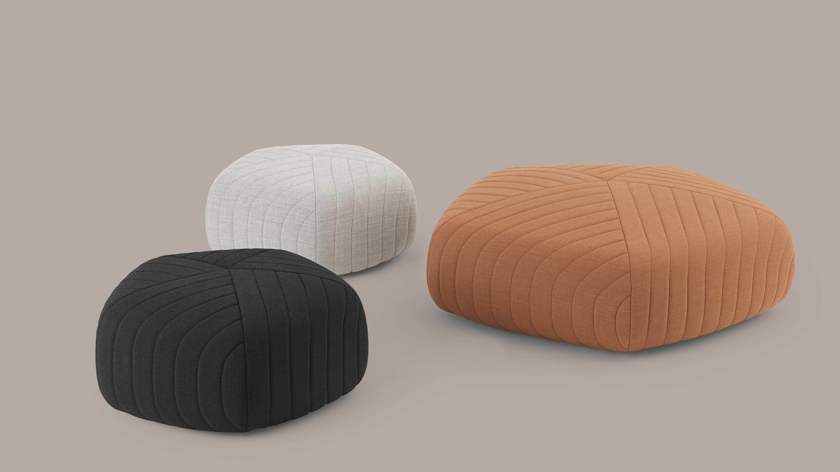Muuto Five Pouffes On Brown Background Family Image