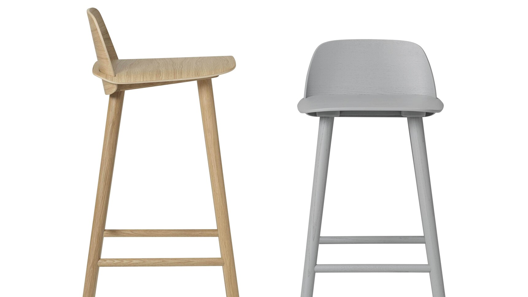 Muuto Nerd Bar Stool 65 75 Grey Oak 2 Sizes Family Image