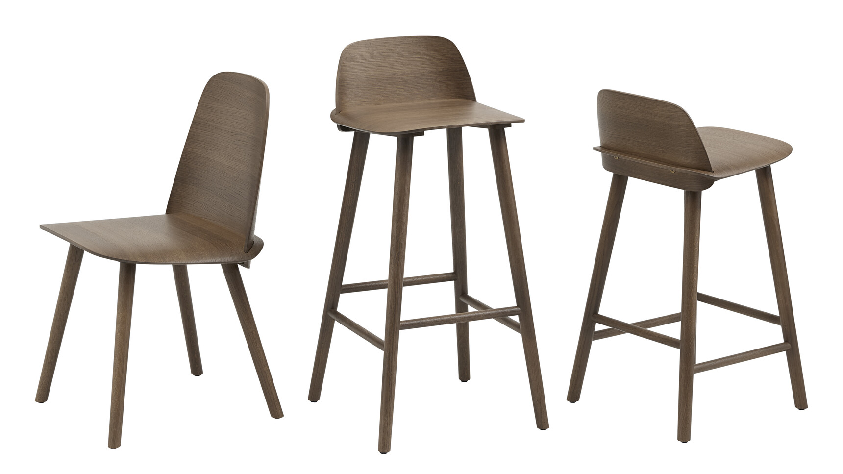 Muuto Nerd Family Stained Dark Brown Family Image On White Background